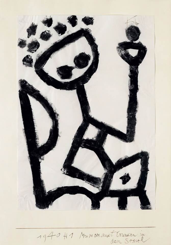 Paul Klee, My Mom Drunk Falls into the Chair, 1940 Ink on paper, 11.6 × 8.3 in Private Collection
