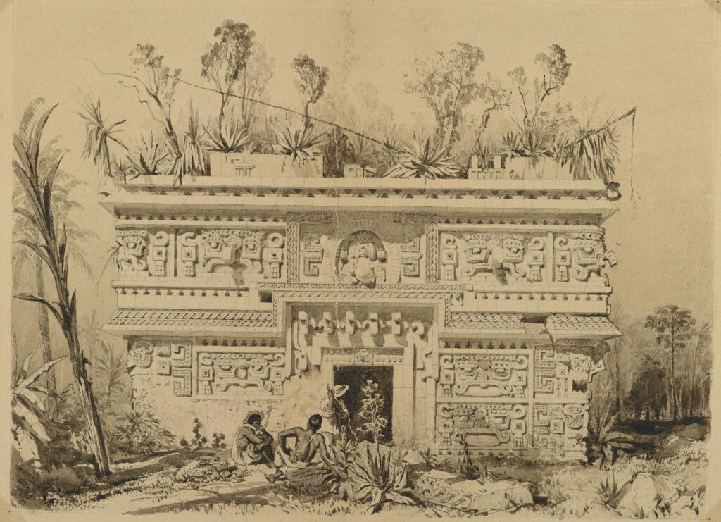 Frederick Catherwood, Las Monjas, Chichen Itza, Yucatan, 1843 Sepia ink and wash on wove paper Brooklyn Museum