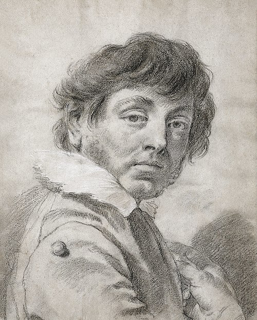 Giovanni Battista Piazzetta, Self-Portrait, 1730s Charcoal heightened with white on green-grey paper, 15.5 × 12.3 in Museo Nacional Thyssen-Bornemisza, Madrid