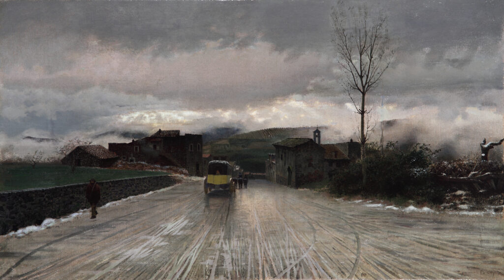 Giuseppe De Nittis, Crossing the Apennines, 1867 Oil on canvas, 17.7 × 30.1 in Capodimonte Museum, Naples