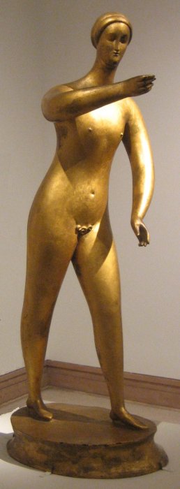 Elie Nadelman, Standing Female, c 1908 Gilded bronze, 28.5 × 9 × 14.5 in Metropolitan Museum of Art, New York