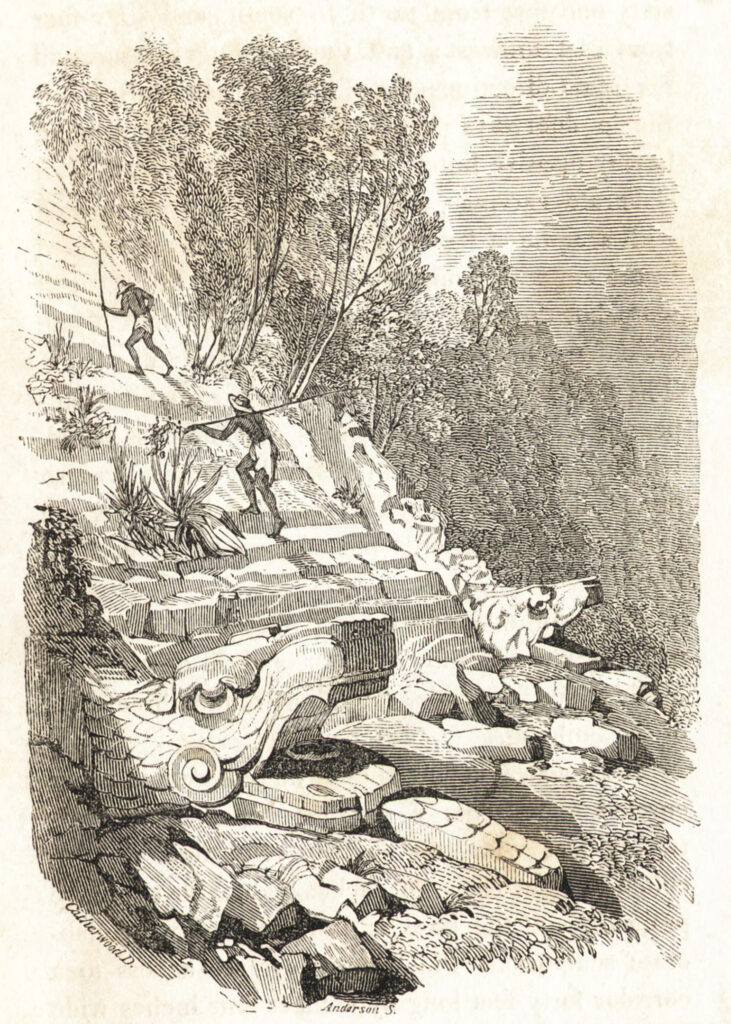 Frederick Catherwood, Staircase with Colossal Serpents’ Heads, 1843 Engraving