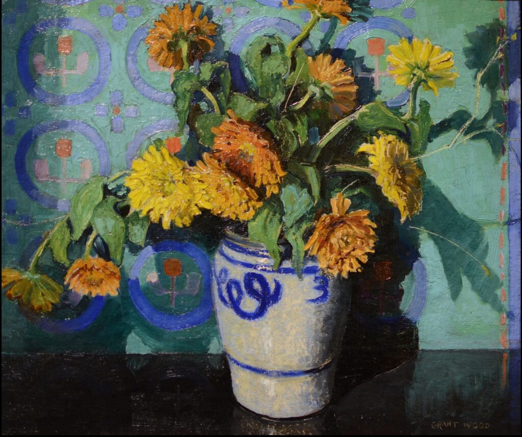 Grant Wood, Calendulas, 1928–1929 Oil on composition board, 17.5 × 20.3 in Cedar Rapids Museum of Art, Iowa