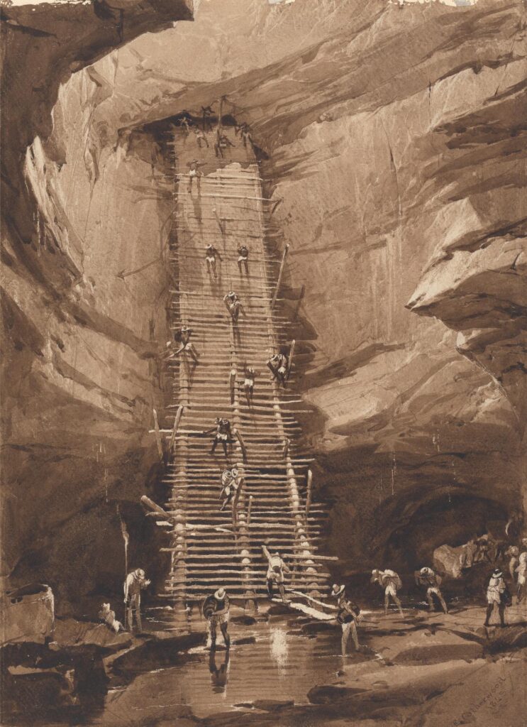 Frederick Catherwood, Well at Bolonchen, Yucatan, 1843 Watercolor with pen in brown ink, brown wash, graphite, and scratching out on paper, 18.3 × 13.3 in Yale Center for British Art, New Haven, Connecticut