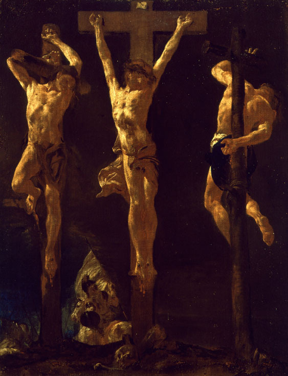 Giovanni Battista Piazzetta, Christ Crucified Between Two Thieves, c 1710 Oil on canvas, 29.9 × 24.4 in Gallerie dell’Accademia, Venice