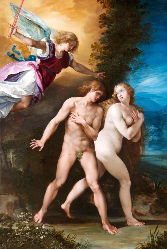 Cavaliere d'Arpino, The Expulsion from Paradise (Workshop of Cavaliere d’Arpino), c 1600–1610 Oil on copper, 20.3 × 14 in Apsley House, London