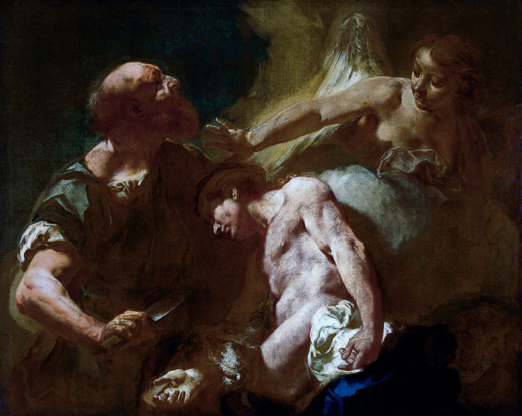 Giovanni Battista Piazzetta, The Sacrifice of Isaac, c 1715 Oil on canvas, 39.4 × 49.4 in Thyssen-Bornemisza Collection, on deposit at Museu Nacional d’Art de Catalunya, Barcelona
