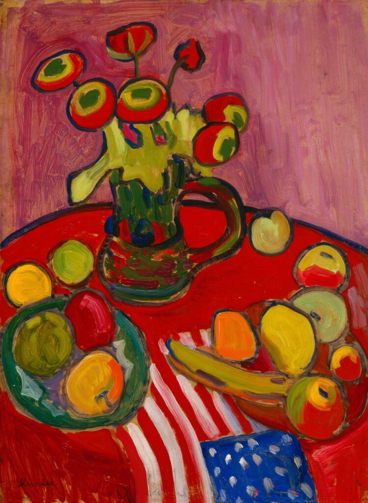 Gabriele Münter, Still Life, Red, 1909 Oil on board, mounted on panel, 20.9 × 15.4 in McNay Art Museum, San Antonio, Texas