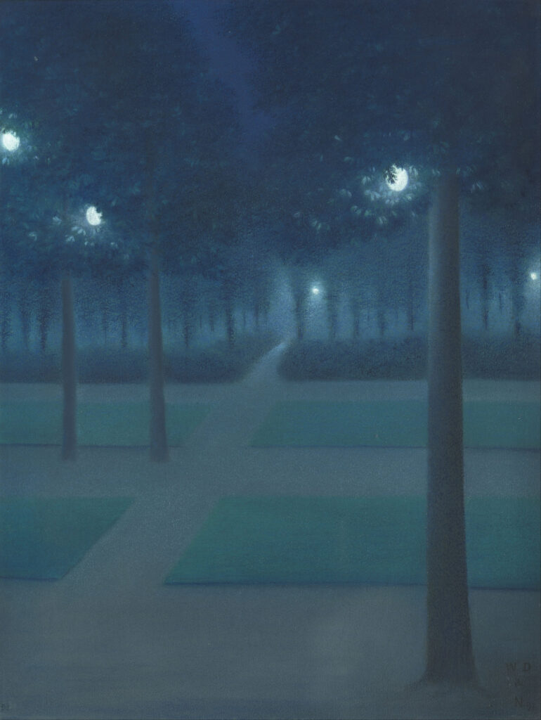 William Degouve de Nuncques, Nocturne in the Parc Royal, Brussels, 1897 Pastel on prepared paper, 25.6 × 19.7 in Musée d’Orsay, Paris