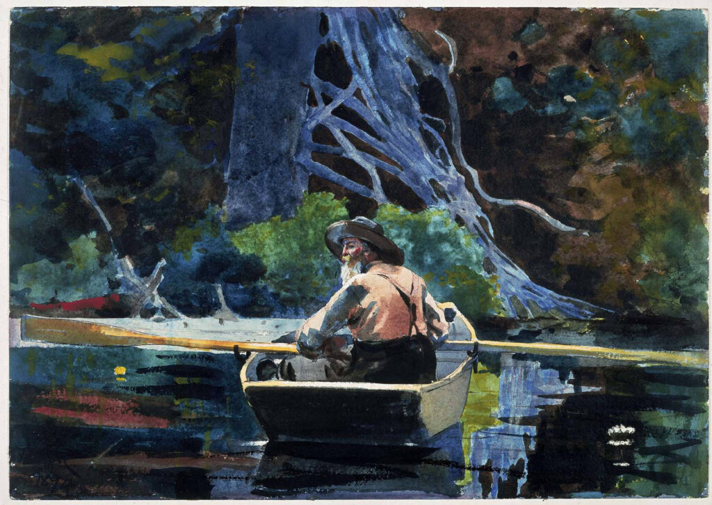 Winslow Homer, The Adirondack Guide, 1894 Watercolor over graphite on paper, 15.2 × 21.5 in Museum of Fine Arts, Boston