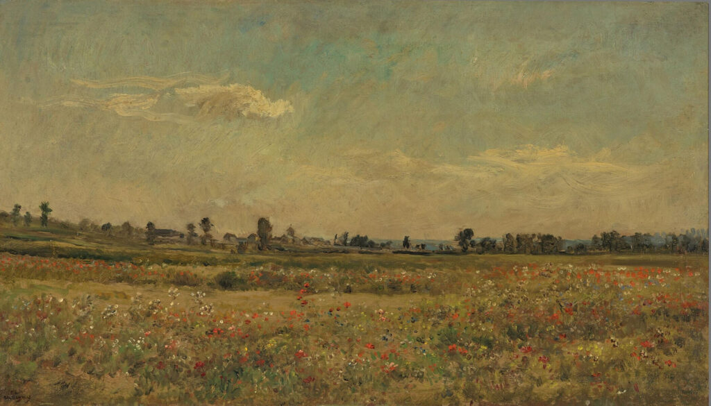 Charles-François Daubigny, Field of Poppies, 1872 Oil on panel, 15 × 26.2 in Museum Boijmans Van Beuningen, Rotterdam