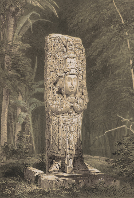 Frederick Catherwood, Idol at Copan/Stela at Copan, 1844 Tinted lithograph