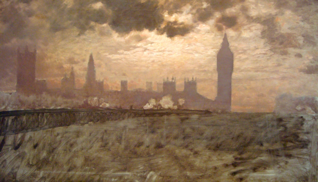 Giuseppe De Nittis, Westminster Bridge (Study), 1878 Oil on canvas, 30.7 × 52 in Pinacoteca Giuseppe De Nittis, Barletta