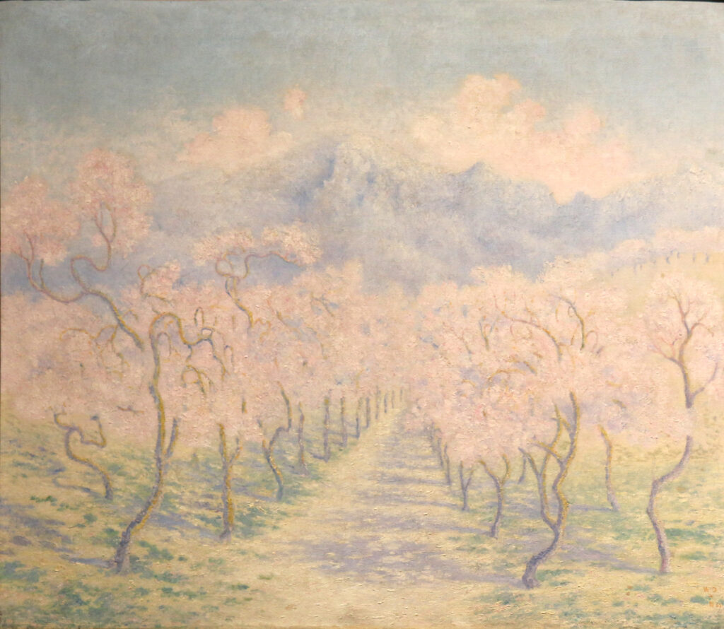 William Degouve de Nuncques, Almond Trees, Balearic Islands, 1902 Oil on canvas, 27.2 × 31.5 in Royal Museums of Fine Arts of Belgium, Brussels