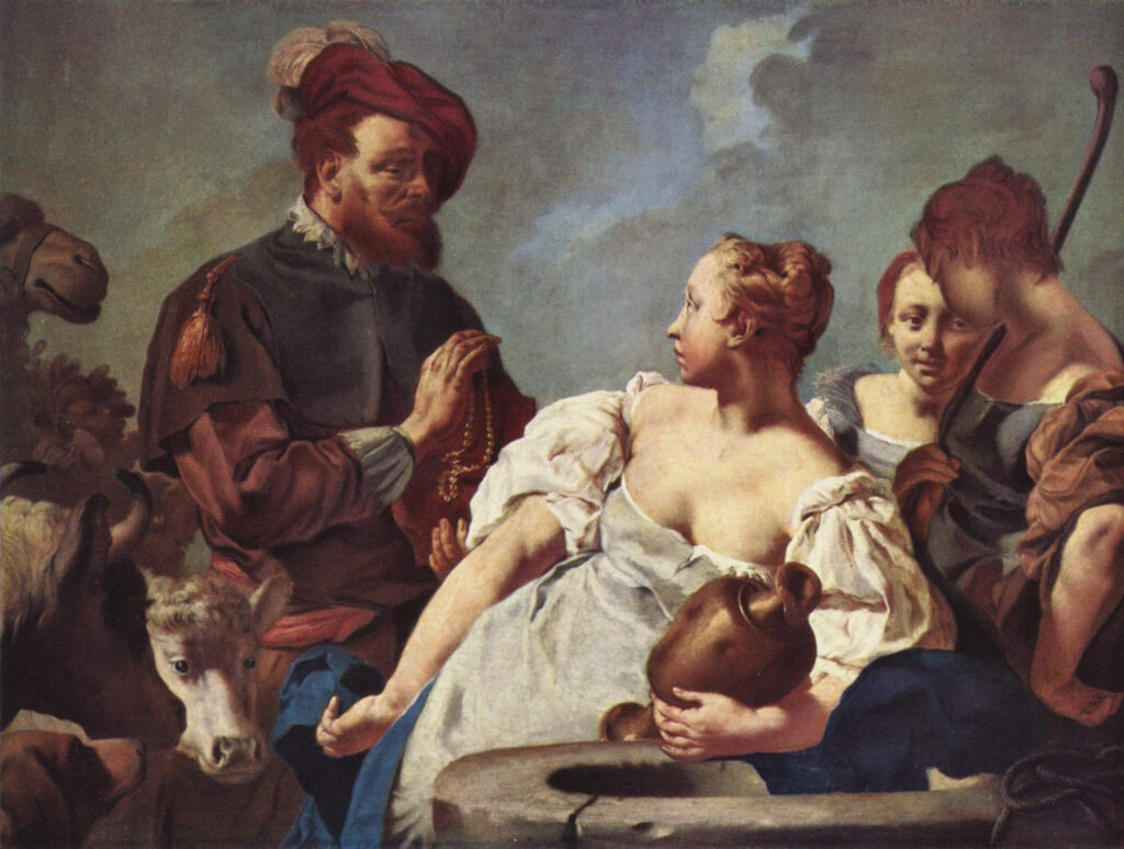 Giovanni Battista Piazzetta, Rebecca and Eleazar at the Well, 1735–1740 Oil on canvas, 40.2 × 53.9 in Pinacoteca di Brera, Milan