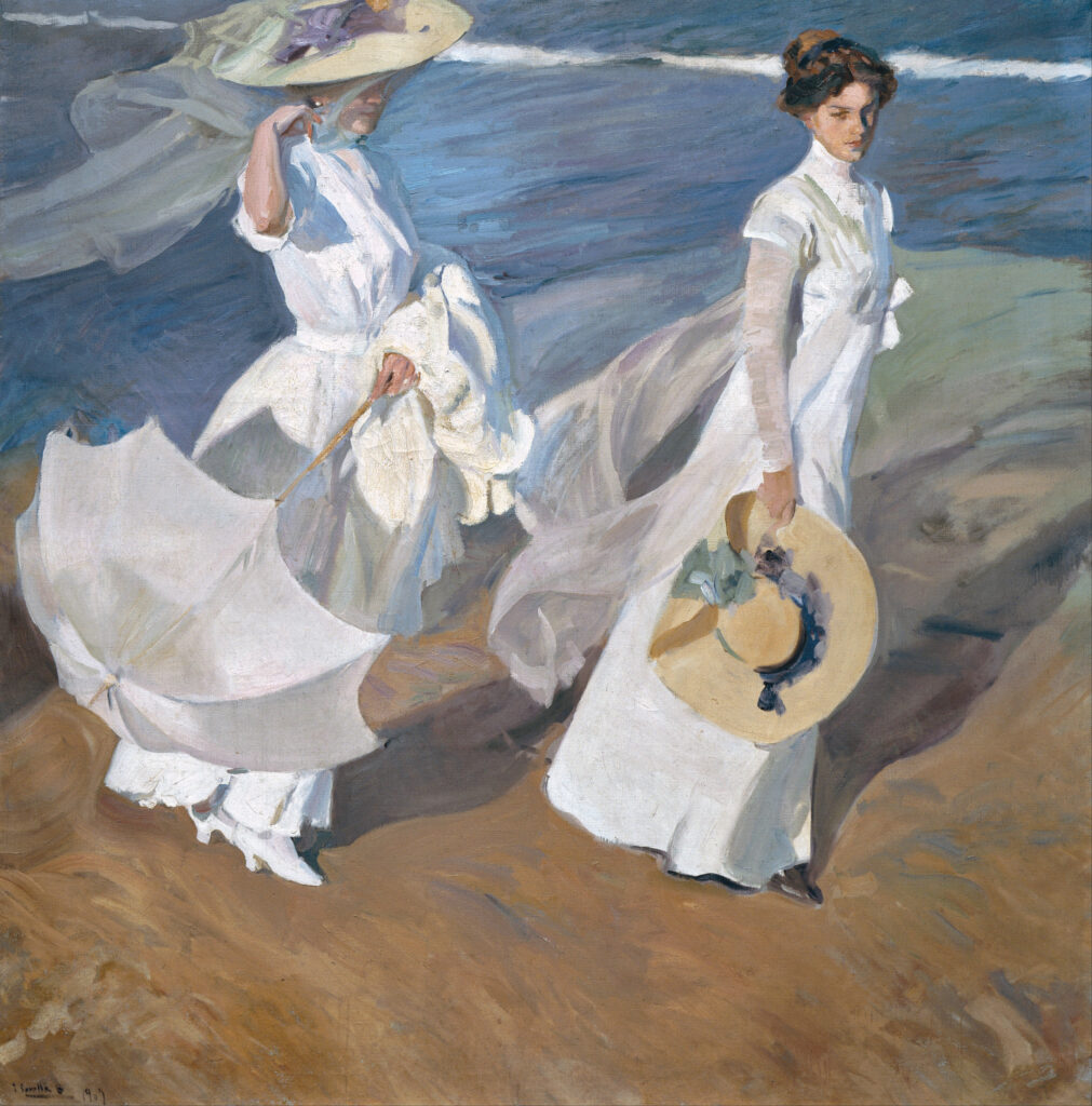 Joaquín Sorolla y Bastida, Strolling Along the Seashore/Walk on the Beach, 1909 Oil on canvas, 80.7 × 78.7 in Sorolla Museum, Madrid