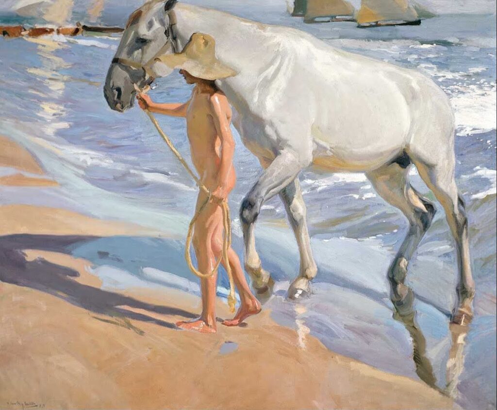 Joaquín Sorolla y Bastida, The Horse’s Bath, 1909 Oil on canvas, 80.7 × 98.4 in Sorolla Museum, Madrid
