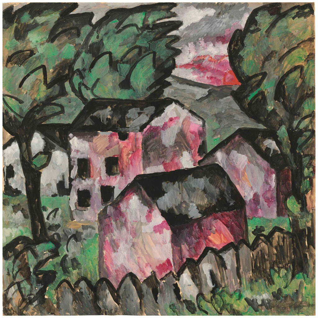 Kazimir Severinovich Malevich, Landscape, 1911 Gouache on paper laid down on board, 41.7 × 41.7 in Private Collection