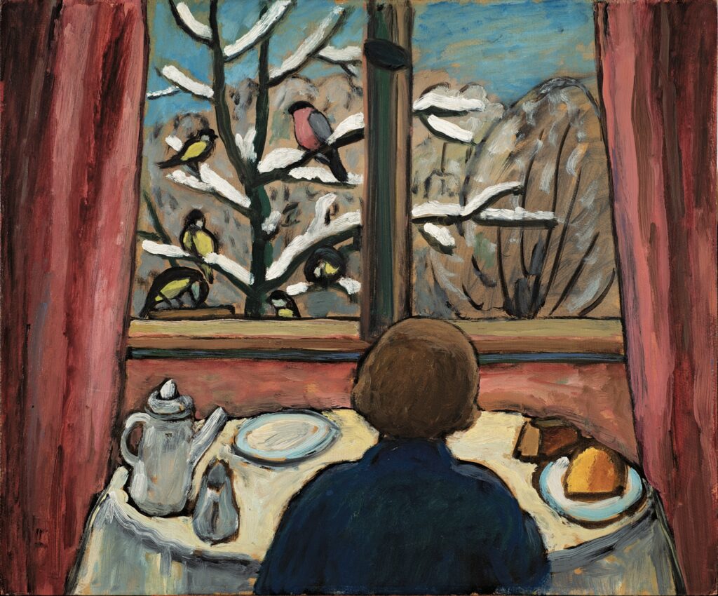 Gabriele Münter, Breakfast of the Birds, 1934 Oil on board, 18 × 21.8 in National Museum of Women in the Arts, Washington DC