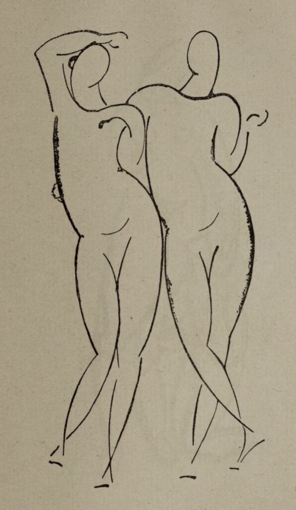 Elie Nadelman, Two Figures, 1917 or earlier Drawing reproduced in Das Aktionsbuch (1917), dimensions unverified Collection unknown