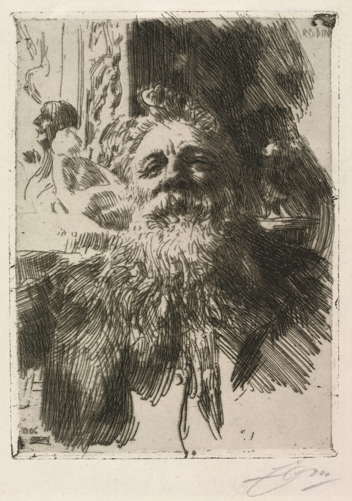 Anders Zorn, Auguste Rodin, 1906 Etching Cleveland Museum of Art