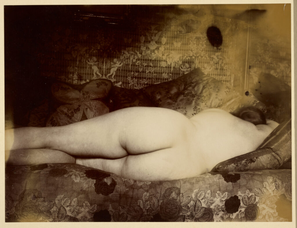 Eugène Atget, Female Nude Viewed from Behind Lying on Bed, 1925 Albumen silver print, 6.7 × 8.9 in J. Paul Getty Museum, Los Angeles