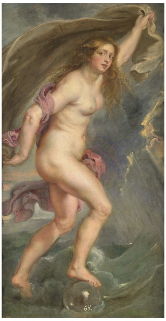 Peter Paul Rubens, Fortune, 1636–1638 Oil on canvas, 71.8 × 39.6 in Museo Nacional del Prado, Madrid